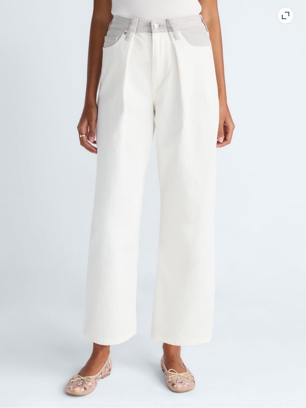 Scoop Women's Mid-Rise Colorblock Wide Leg Jeans 14 Tall